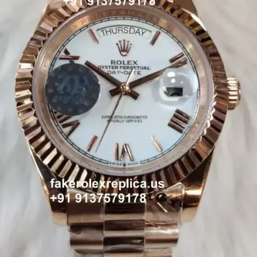 Rolex Day Date White Dial Everose Gold Replica Watch | Ref. M228238