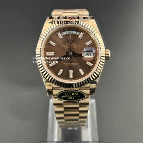 Rolex Day Date Chocolate Dial Rose Gold Super Clone | Swiss Replica 3255 Movement