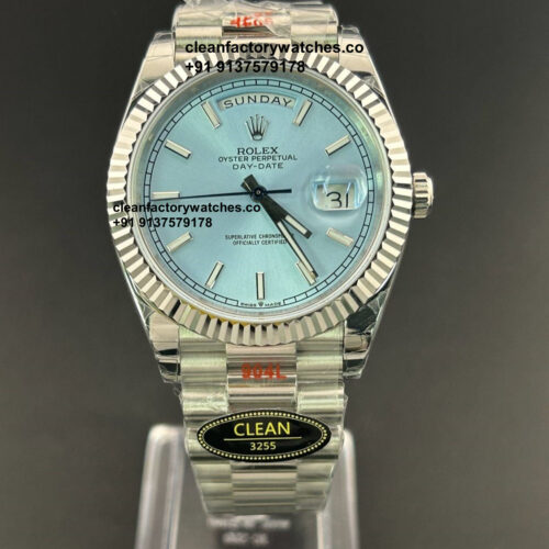 Rolex Day Date Platinum Ice Blue Dial Super Clone | Tungsten | 3255 | COD