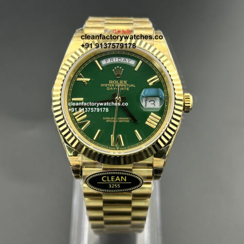Rolex Day Date Green Dial Yellow Gold 1:1 Super Clone | Non Fading Yellow Gold Plated | COD
