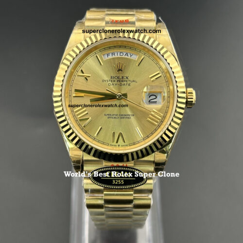 Rolex Day Date Champagne Dial 1:1 Super Clone Watch |Swiss Clone 3255 Movement