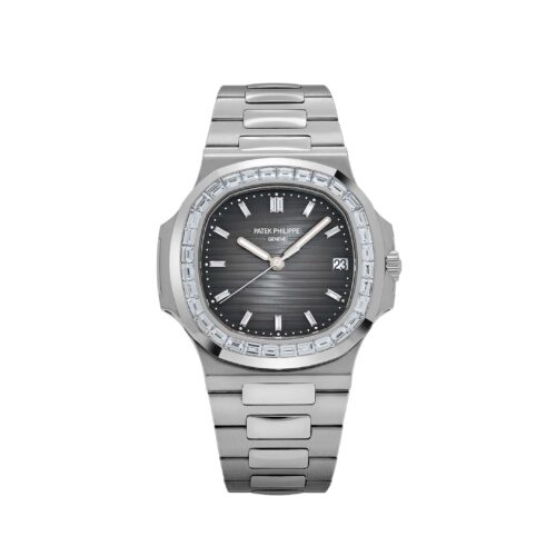 Patek Philippe Nautilus 5711/110P-001 Platinum Grey Baguette Diamond Dial & Bezel 1:1 Super Clone Watch